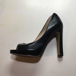 Black Platform Peeptoe Pumps